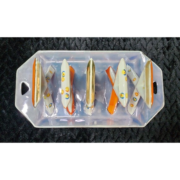 Japanese Lusterware Art Deco Toast Rack – Hand-Painted – 1920s–1930s - Picture 5 of 13